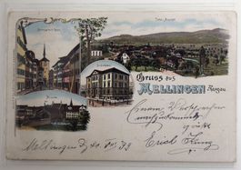 Ansichtskarte Mellingen AG, Ansicht von 1899, 4 Bilder