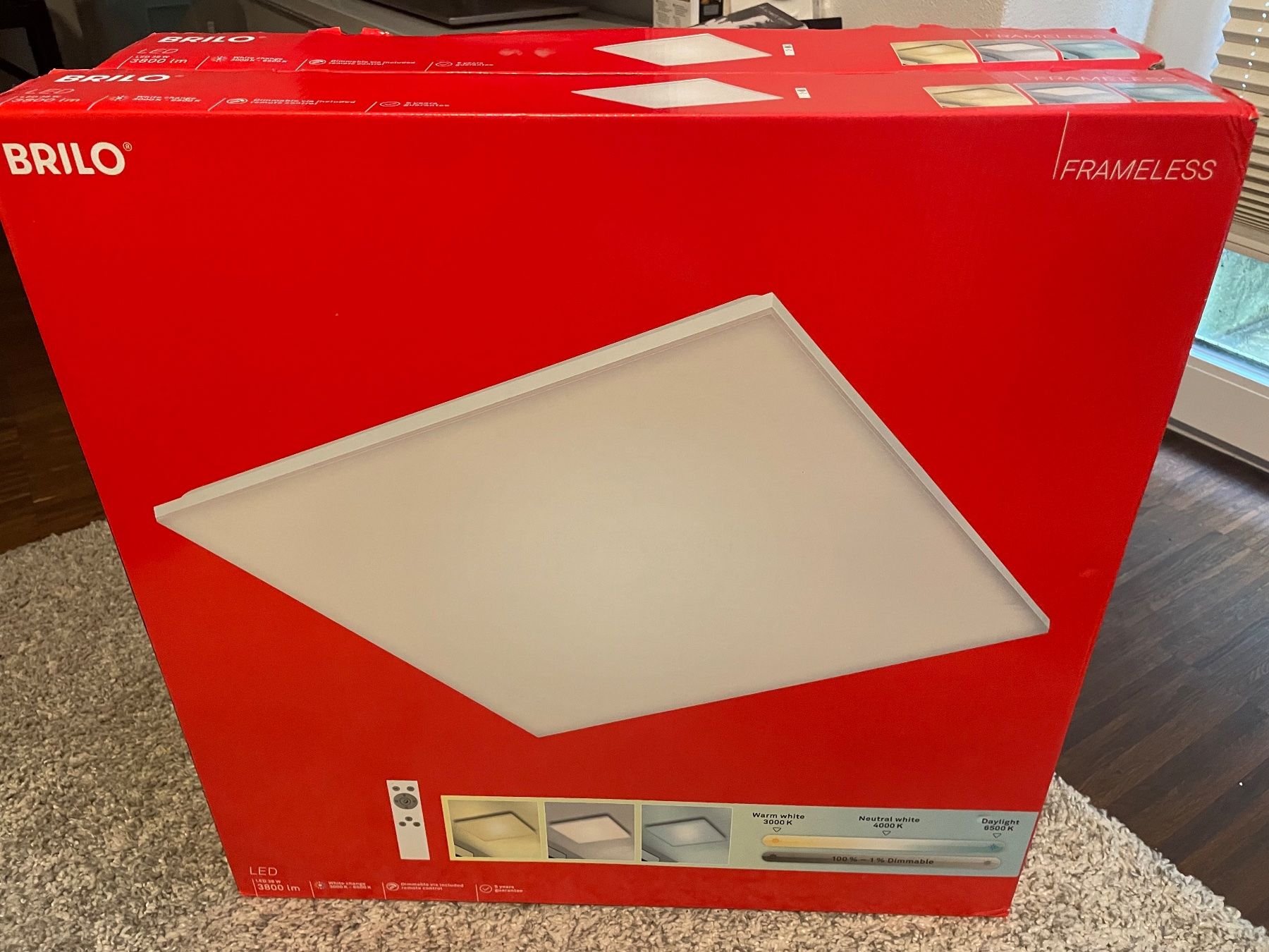 Lampadari & plafoniere: Brilo Rahmenloses CCT LED Panel weiß 1xLED/38W – Nuovo e nell'imballaggio originale da Rothrist venduto da Ssts