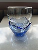 Blaues Glas Teelichthalter Blumentopf + Kleines Glas Konf...