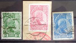 LIECHTENSTEIN: Prince Jean II, 5 + 10 h 1912, 25 h 1915, O