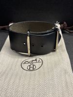 RARE! 100% Hermès Men Black Leather Bangle - Like NEW!