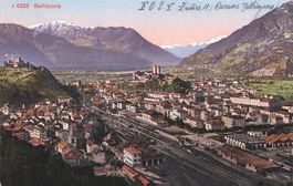 Bellinzona (TI) – Panorama nord con i Castelli Bahnhof