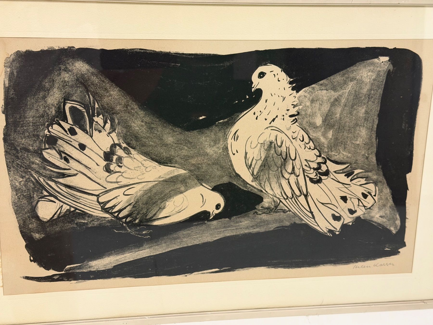 Gemälde: Helen Kasser  Originallitho Taube – Gebraucht aus Basel von PAUL_ART
