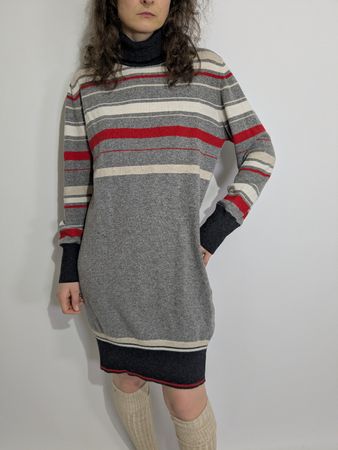 Wollkleid Kaschmir Angora Rollkragen gestreift, Gr. 36