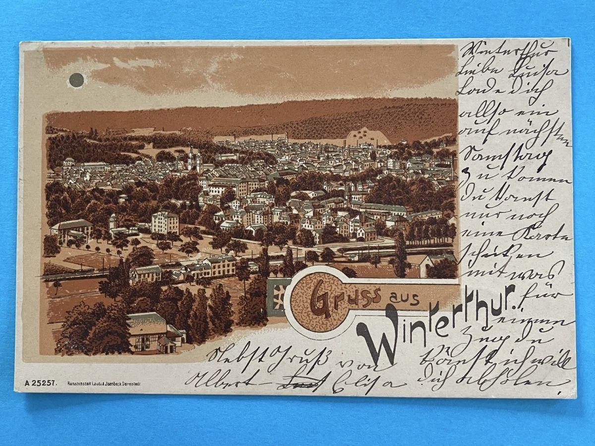 Ansichtskarten: Historische Ansichtskarte Winterthur - Lithografie 1901 – Gebraucht aus Bauma von Baumer71
