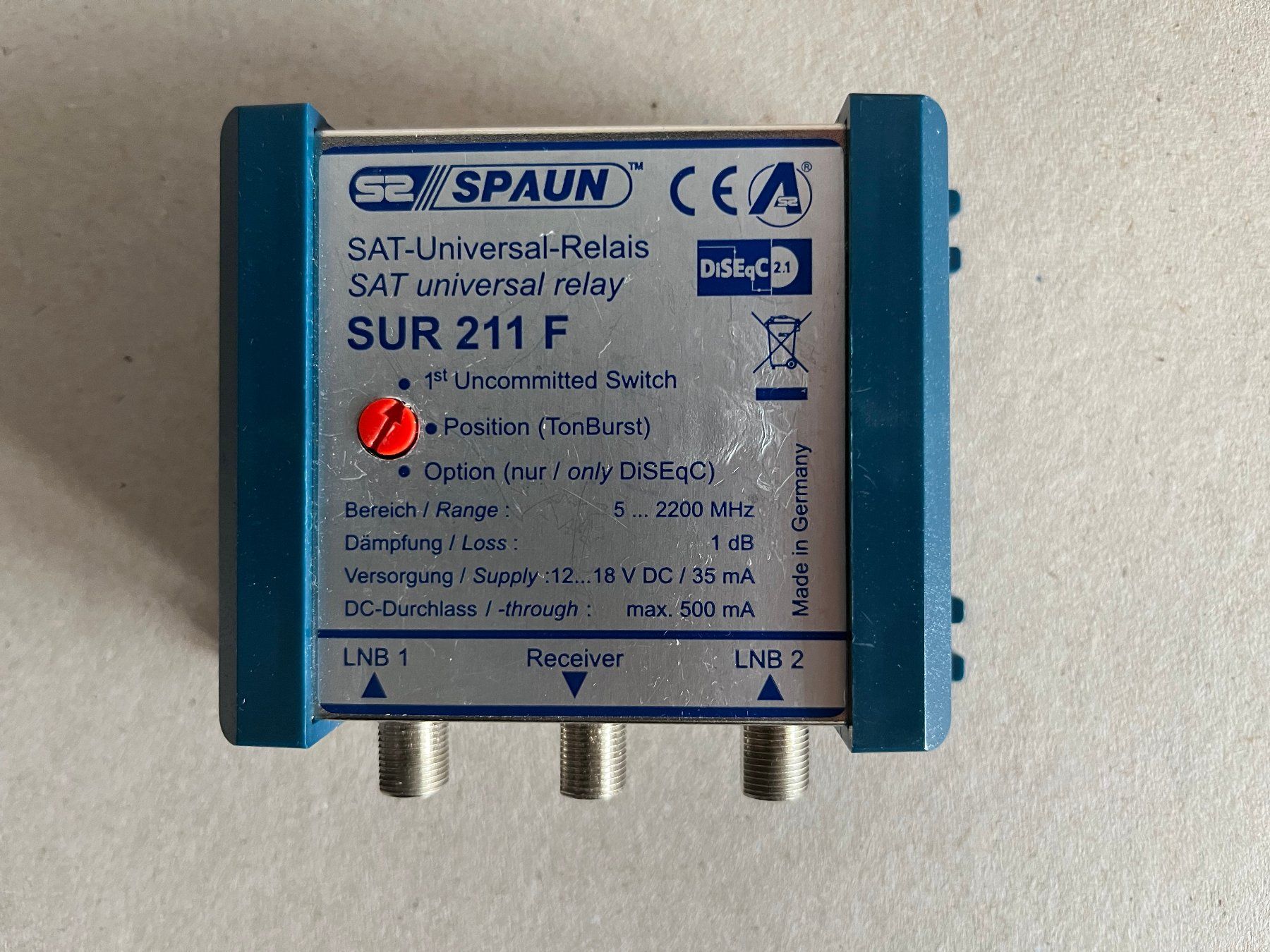 Elektronikbauteile: Spaun SUR 211 F SAT-Universal-Relais – Gebraucht aus Winterthur von tbuyer