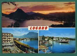 Lugano, 1977, Mehrbilderkarte, gelaufen, Grossformat
