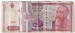 Rumänien 10 Lei 1966 + Rumänien 10.000 Lei 1994 Banknote