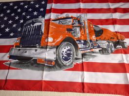 Drapeau truck - camion américain dimensions 90 x 156 cm