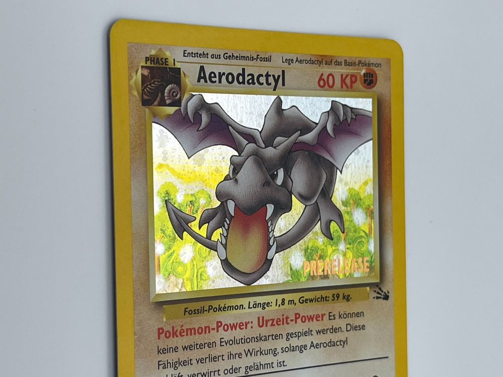 First Edition Holo Prerelease 1999 Pokemon Fossil Set Aerodactyl 1/62  Holofoil Rare Card - WOTC Near Mint Condition 1st Edition