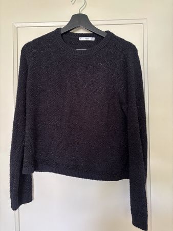 Mango Strickpullover schwarz mit Glitzer