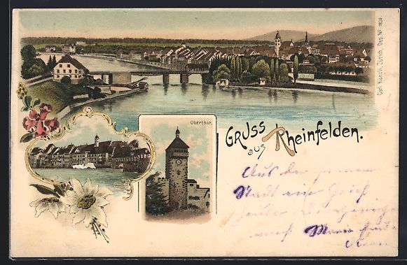 Ansichtskarten: Litho Rheinfelden, Oberthor, Teilansicht – Gebraucht aus Berlin von bartko-reher