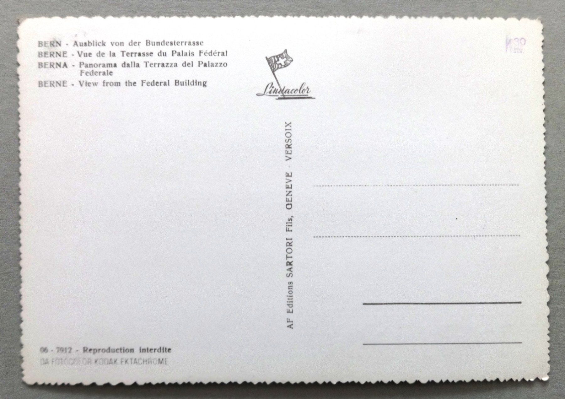 Cartoline postali: Bern - Ausblick von der Bundesterrasse – Usato da Fétigny venduto da Billy2miny 1