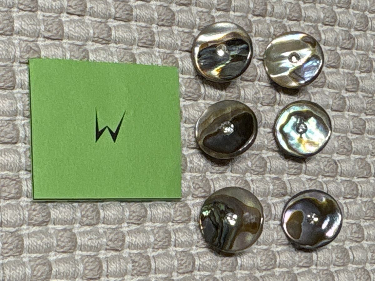 Knöpfe: 6 Perlmutt Knöpfe mit Strass / 11 mm – Neu (gemäss Beschreibung) aus Rümlang von BoutiqueMonique16