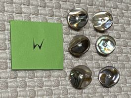 6 Perlmutt Knöpfe mit Strass / 11 mm