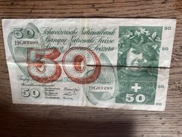 Billet suisse banknoten 50chf 21.01 1965