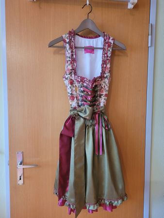 Dirndl Blumenmuster Oliv Rot Atelier Alpina gebraucht