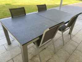 Gartentisch mit 4 Stühlen Aluminium granit guter Zustand