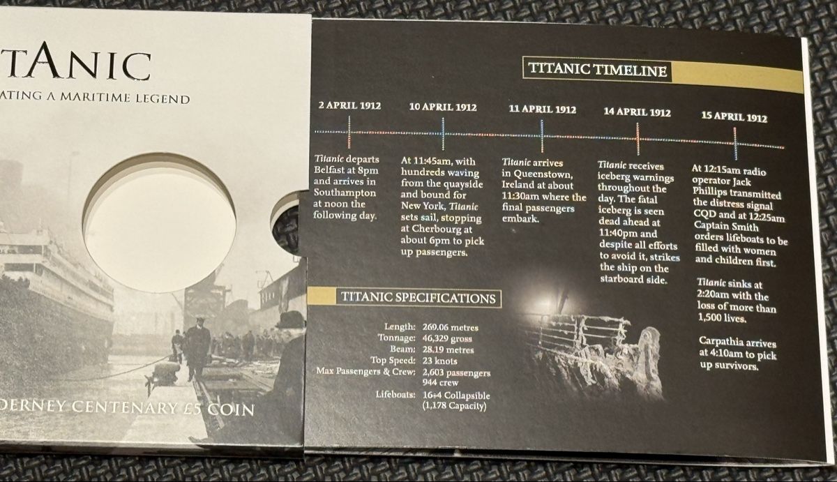 Toutes les monnaies: 2012 Coin Alderney Centenary Edition Titanic  – Neuf avec emballage d'origine à Bellikon par tomsawyer_75 5