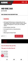 Hawk HB180E.560 Racing Bremsbeläge, Neu, 350Z, Lotus,WRX STI