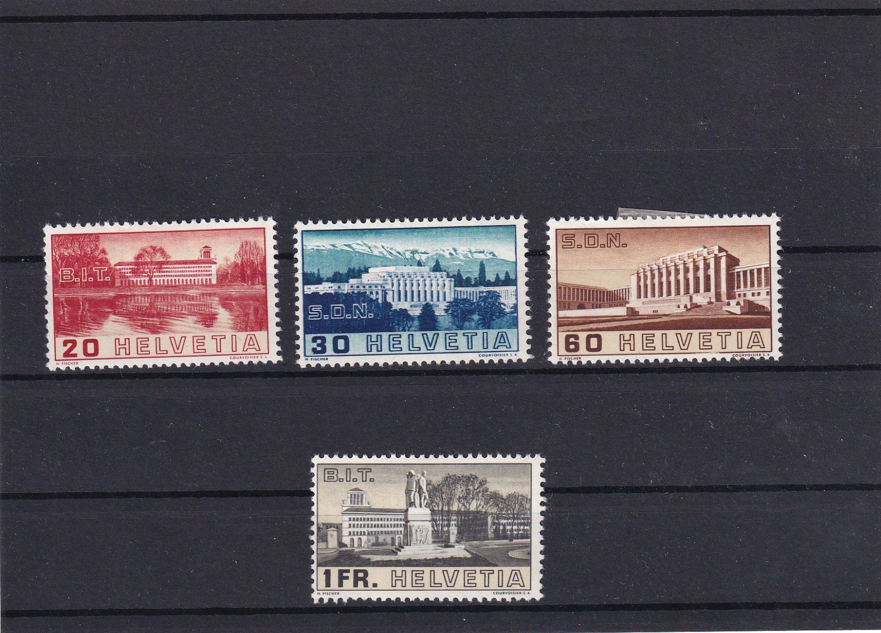 Tutti i francobolli: Schweiz 1938: Gebäude S.D.N. und B.I.T. – Nuovo (secondo la descrizione) da Birsfelden venduto da chr_yq2g
