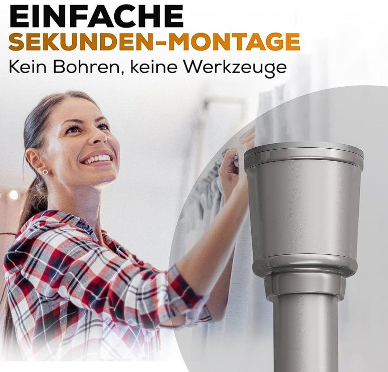 Sonstiges für Haushalt & Wohnen: Vorhangstange ohne Bohren 120-170cm – Neu und originalverpackt aus Adlikon b.Regensdorf von MK-VORHANGSERVICE 3