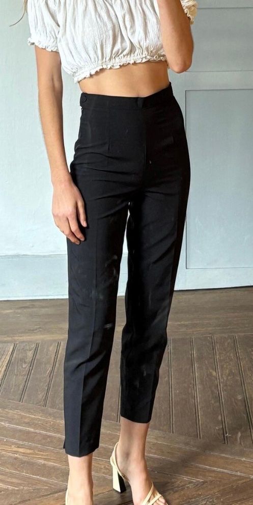 Pantaloni: pantalon cigarette taille haute noir – Usato da Lausanne venduto da emm_sc77 2
