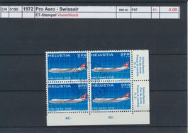 1972 "Pro Aero - Swissair Jumbo", Viererblock, ET - Stempel