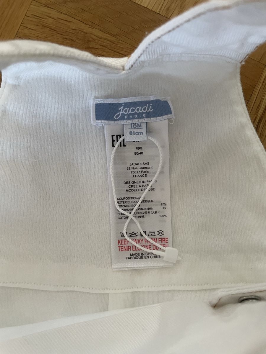 Pagliaccetti: Salopette Jacadi blanc 18 mois / 81cm  – Nuovo e nell'imballaggio originale da Versoix venduto da Pti-pois 5