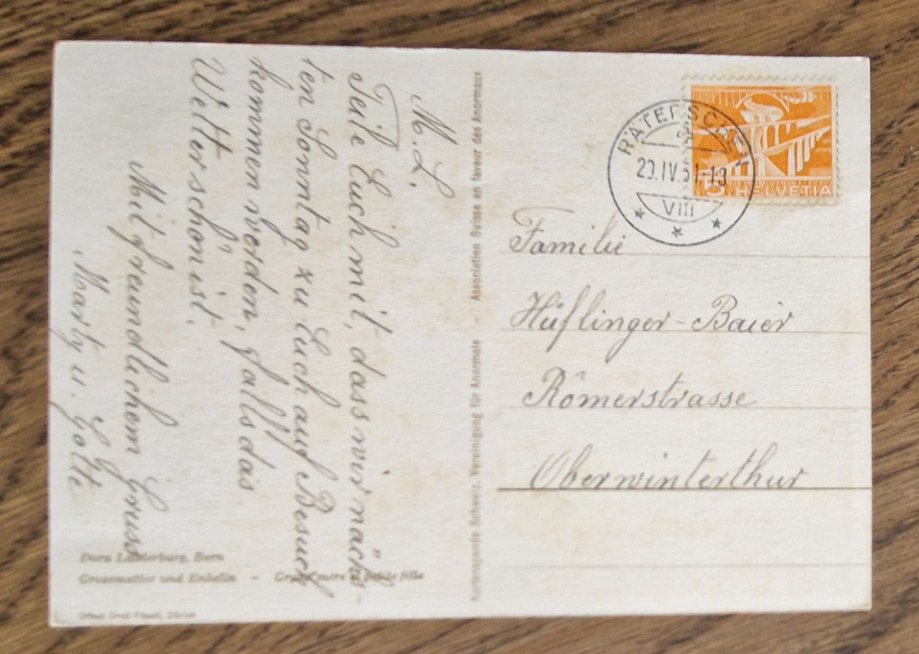 Ansichtskarten: Grossmutter lernt mit Enkelin. Besuchsankündigung 1951 – Gebraucht aus Ebikon von Donar50 1
