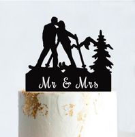 NEUER Torten Topper Hochzeit schwarz Skifahrer - 222390