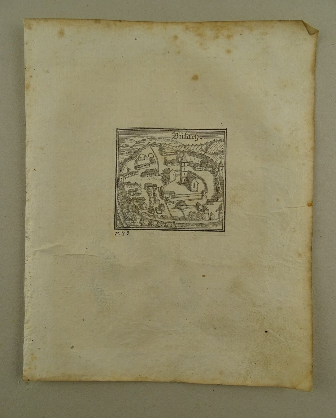 Stiche: BÜLACH, KUPFERSTICH, BLUNTSCHLI 1742 – Gebraucht aus Grüningen von Kartensammler 1