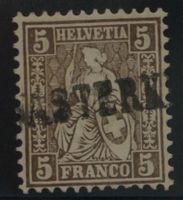 CH - Sitz. Helvetia - Zst. Nr 30 Stabstempel Wasterkingen