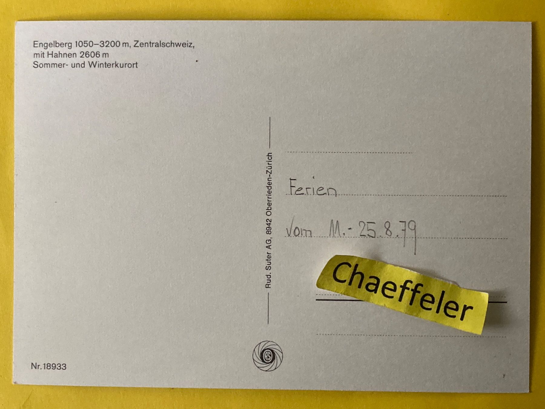 Cartoline postali: 1979 Engelberg mit Hahnen – Usato da Zürich venduto da Chaeffeler 1