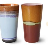 Keramikbecher-Set, handgefertigt, vintage Stil, Herbstfarben