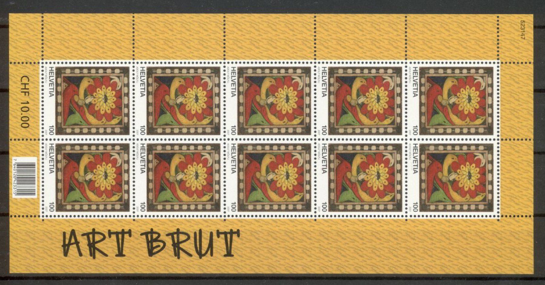 Tutti i francobolli: 2007, Sondermarken Art Brut, Kleinbogen ** – Usato da Willisau venduto da Vollstempel