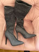 Neue schwarze Glitzer High Heel Stiefel in Gr.40