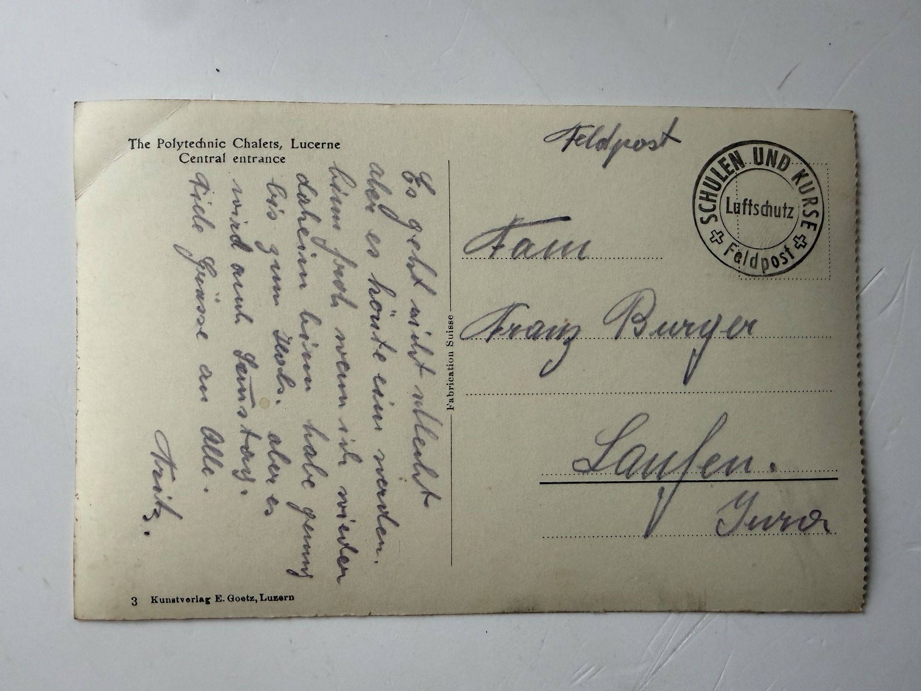 Cartes postales: AK Polytechnik Chalet in Luzern – D'occasion à Zwingen par moje1 1