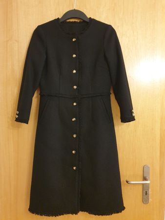 Robe boutonnée mi-saison XS/S,noire, comme neuve