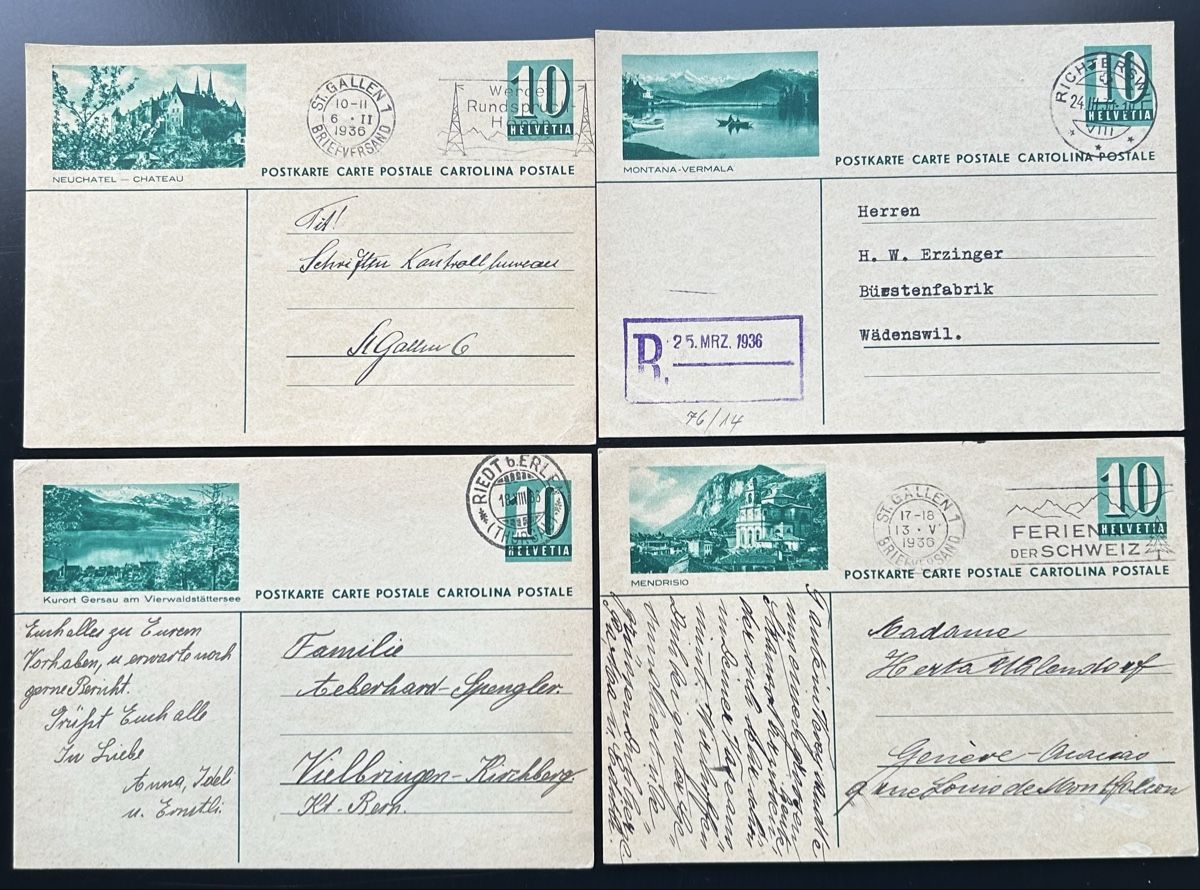 Tutti i francobolli: 4 Bildpostkarten blaugrün 1935 – Usato da Horw venduto da Tellbub