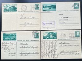 4 Bildpostkarten blaugrün 1935