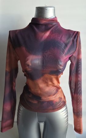 Mesh Mock Neck Top – Cyber Grunge Y2K Aesthetic