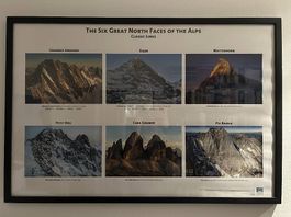 6 great north faces of the alps - framed 60x90