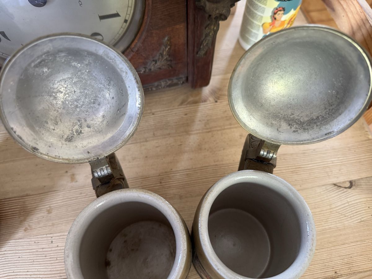 Bicchieri: 2 Chopes à bière ancienne avec couvercle – Usato da Veyrier venduto da kimedovapa 2