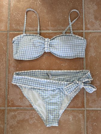 Bikini Beldona Karo hellblau/weiss Gr. 40