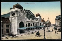 AK Basel, Bundesbahnhof, 1911