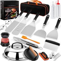 Grillbesteck Set 27-teilig Edelstahl Burgerpresse BBQ