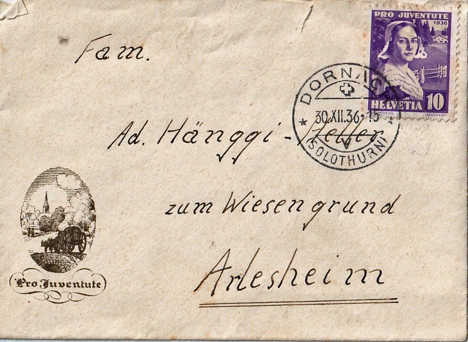 Tutti i francobolli: 1936 Pro Juventute J78 auf Brief – Usato da Arlesheim venduto da gaugi43