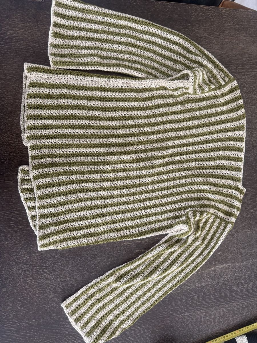 Vestes: Cardigan crochet vert blanc rayé taille 38-40 – Neuf (Voir description) à Vernier par DubasNicole 2
