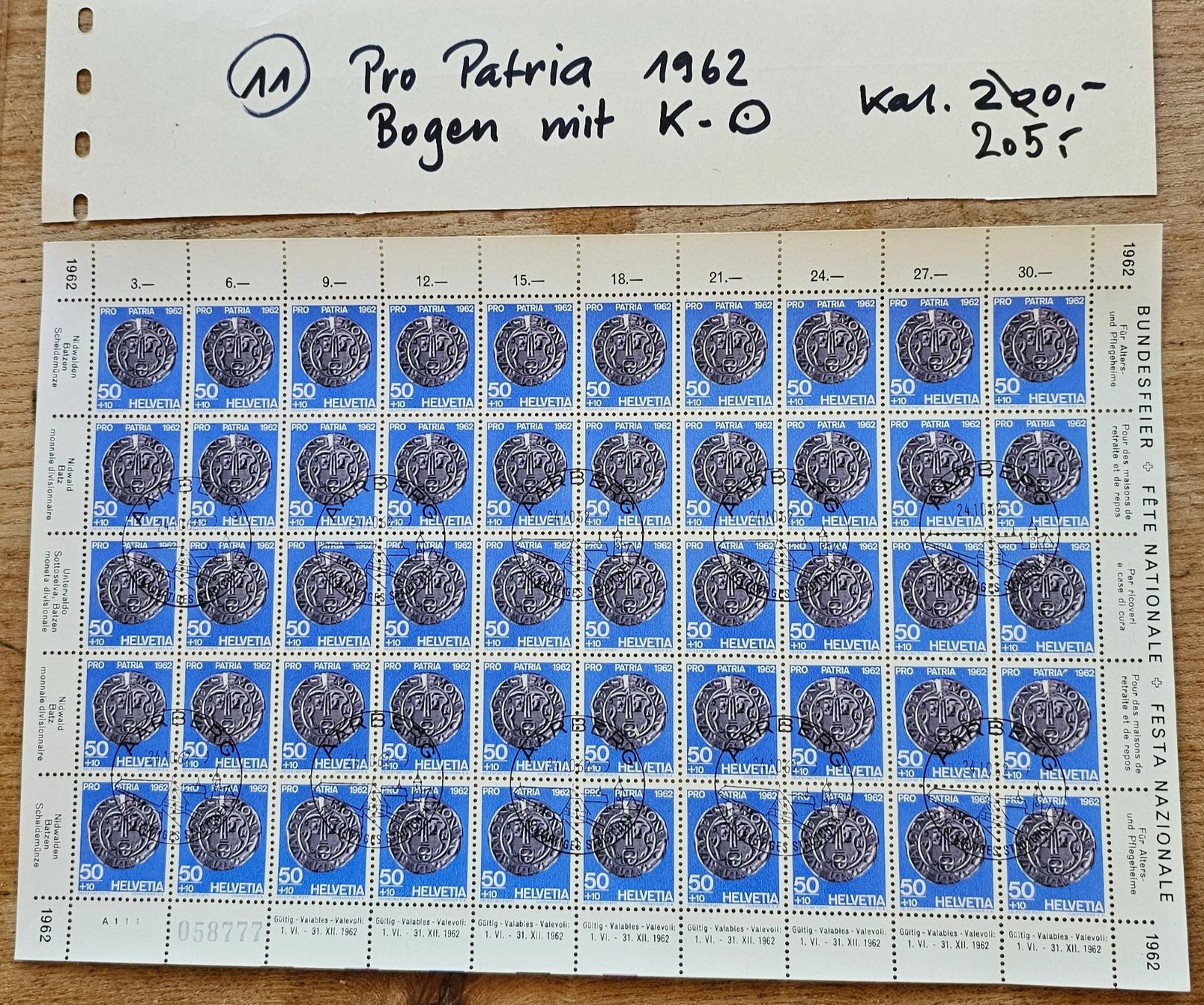 Tutti i francobolli: Bogen Pro Patria  1962 mit Sst Aarberg – Nuovo (secondo la descrizione) da Les Valettes venduto da Nuba1